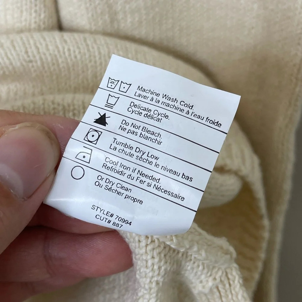 Vince New Ivory Cotton Hoodied Deep V Belted Knit Pullover L Coastal Designer - Picture 7 of 9